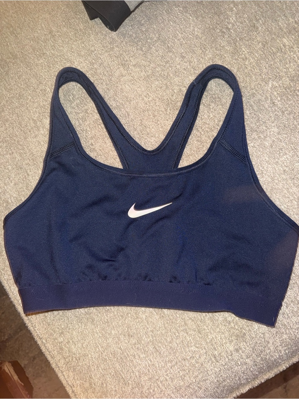 Nike Dri-fit Navy Blue Racerback Sports Bra with White Swoosh